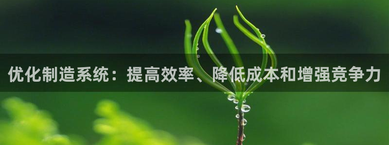 彩神iv争霸购彩大厅：优化制造系统：提高效率、降低成本和增强