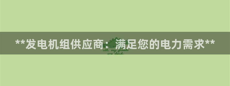 天天赢彩神：**发电机组供应商：满足您的电力需求**