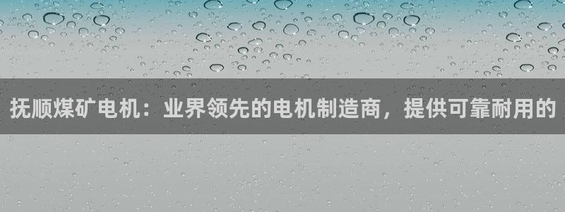 彩神vip官方网站：抚顺煤矿电机：业界领先的电机制造商，提供可靠耐用的